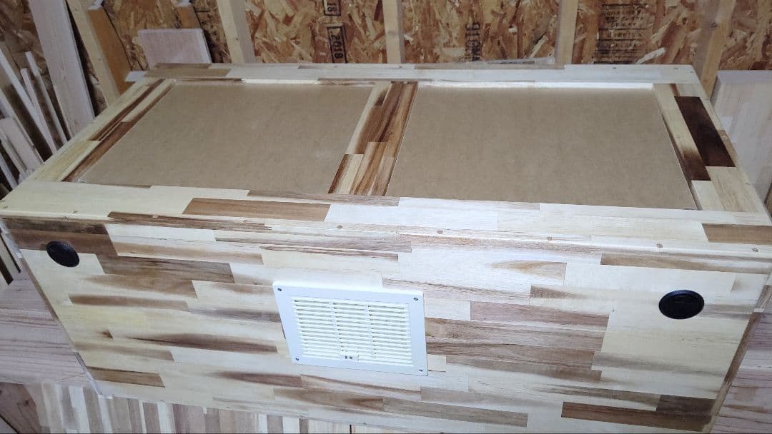 アカシア集成材15ミリ幅120縦500奥行600蜜蝋オイル仕上げ