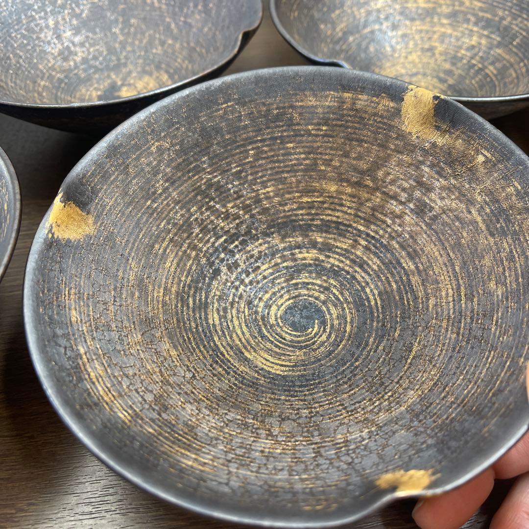 金彩黒茶碗　8個セット