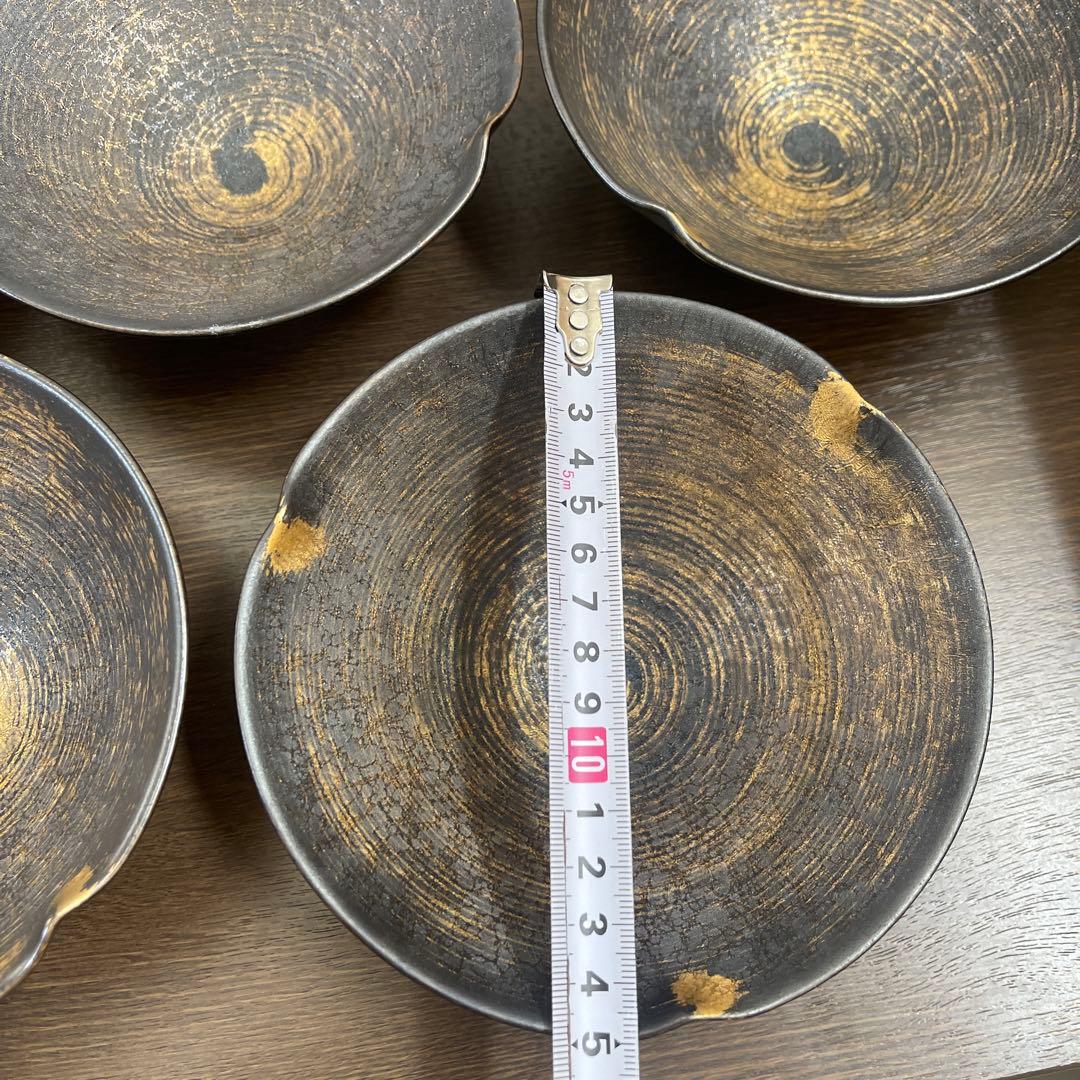 金彩黒茶碗　8個セット