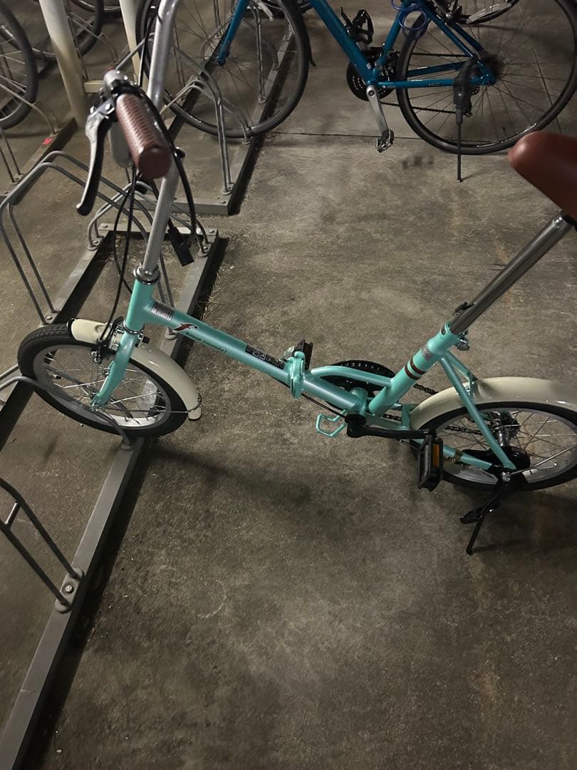 水色 アルミ折りたたみ自転車