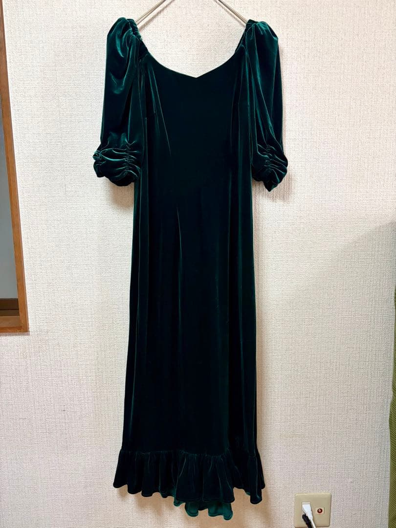 uino!☆ハワイ発ブランドダークグリーンフラダンス用ベロアドレス