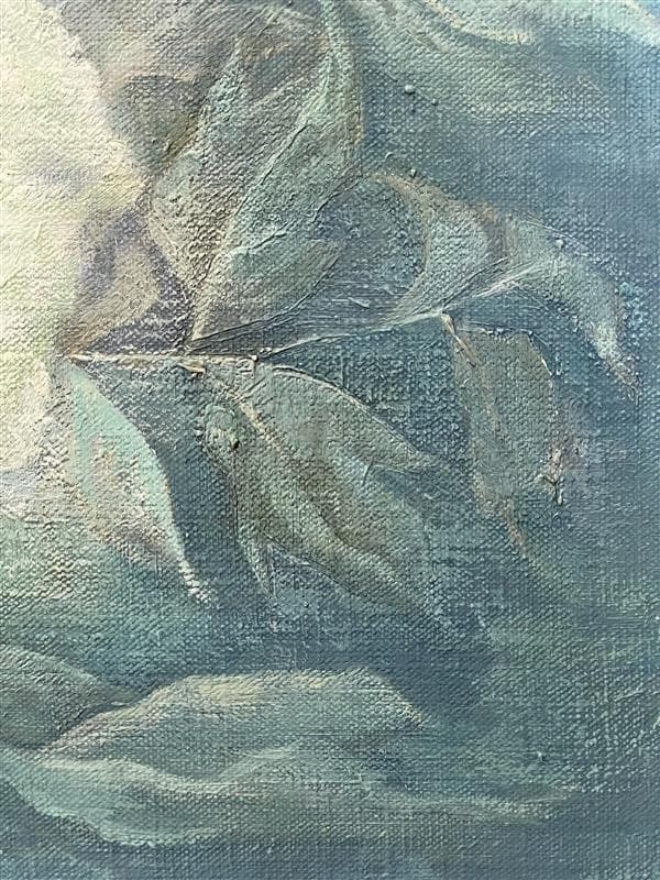 「真作」松下絹子「朝の花 牡丹」静物画　油彩画　額装　サイン有り　P8号