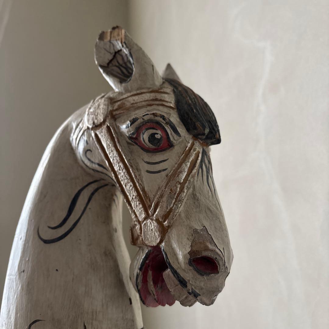 希少古い木の木馬　もくば　ロッキングホース　オブジェ　店舗什器　当時物　ジャンク