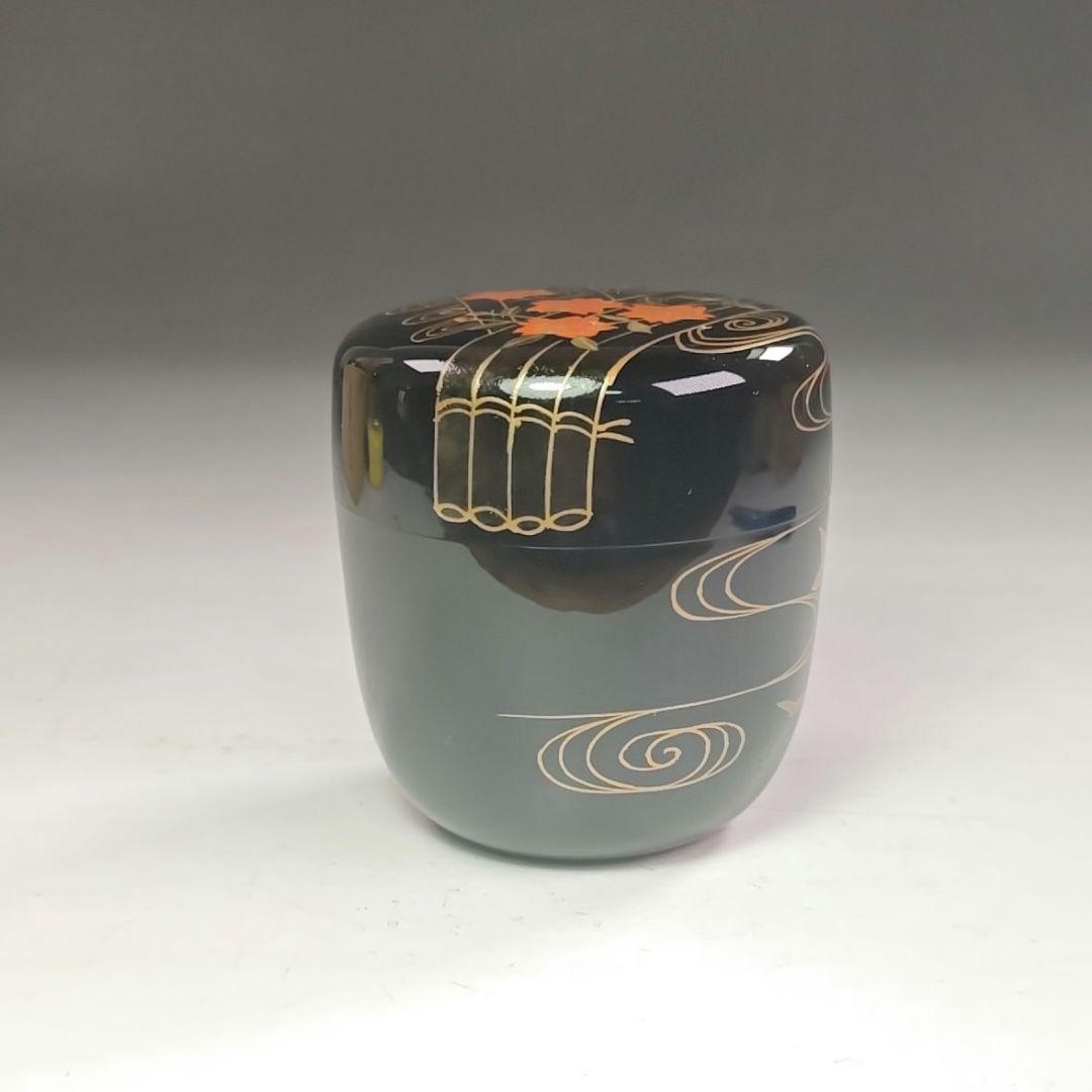 ウ222 棗『淡々斎　花押　極箱』『塗師　中村宗哲』『花筏蒔絵　中棗』茶器　茶道