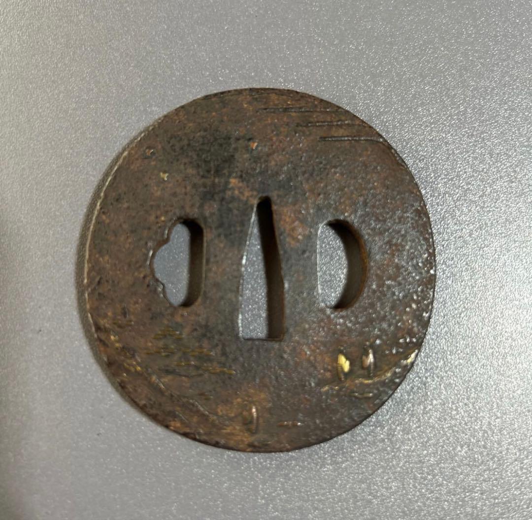 刀鍔 鐔 若芝 在銘　骨董　アンティーク　 時代物 刀装具 日本刀