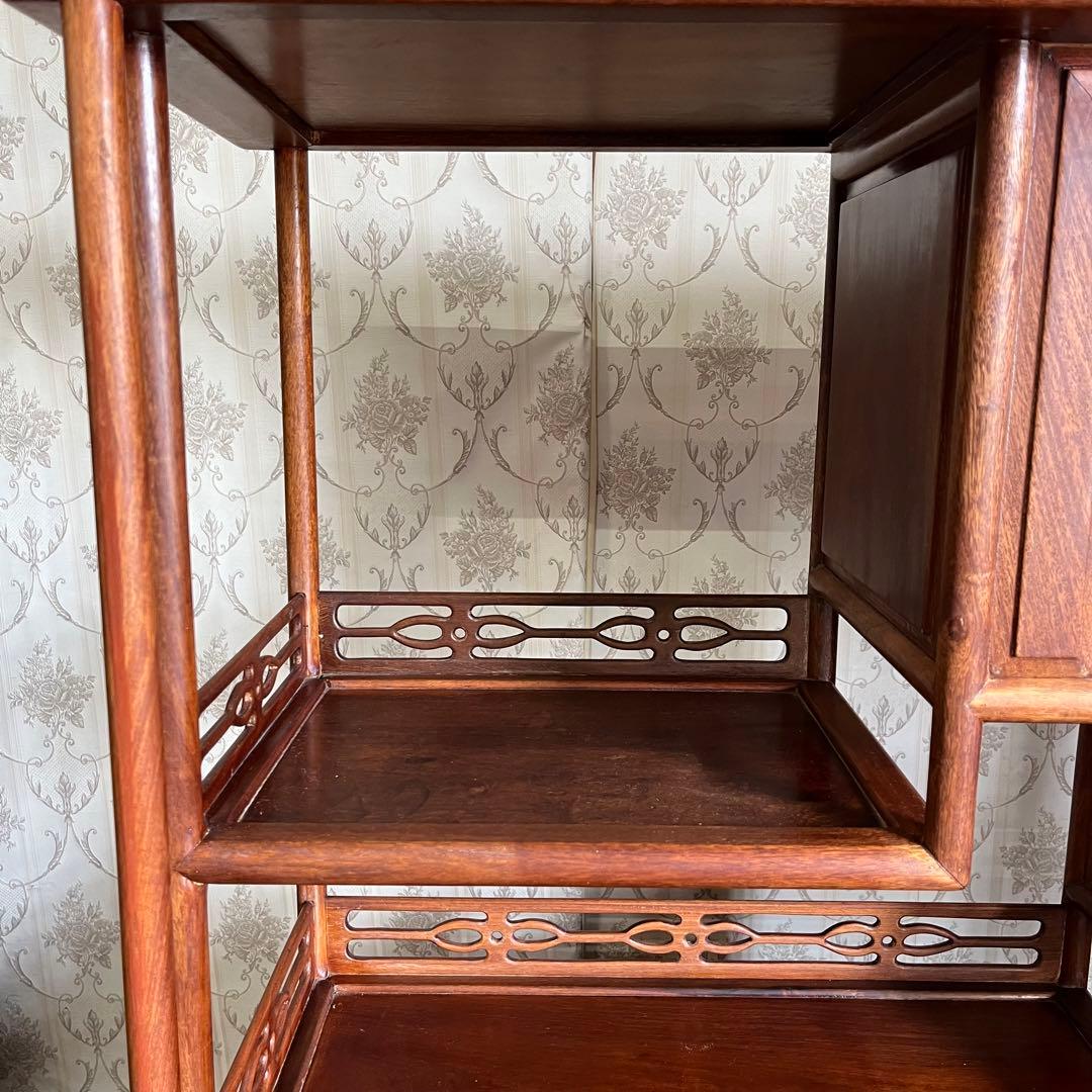 【アンティーク】中国家具 天然木 無垢材 茶箪笥 飾り棚 唐木 螺鈿細工 古家具