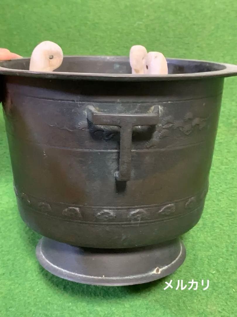 手焙り　火鉢　五徳灰入り　金属工芸品