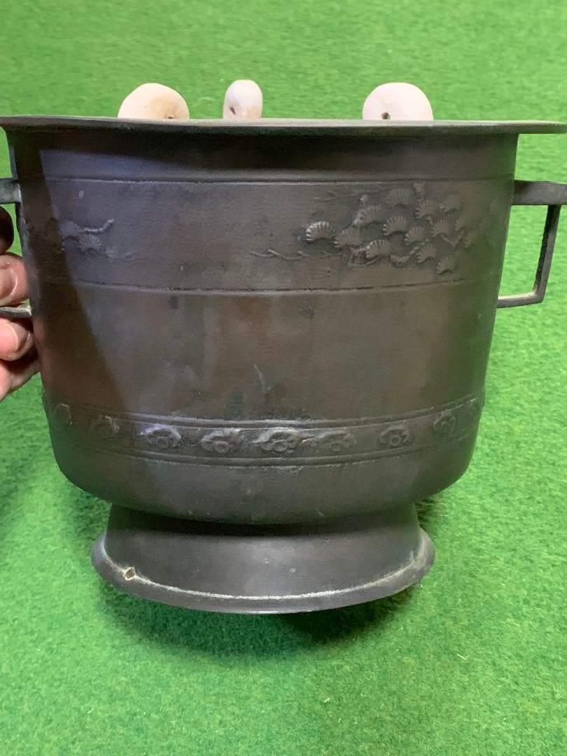 手焙り　火鉢　五徳灰入り　金属工芸品