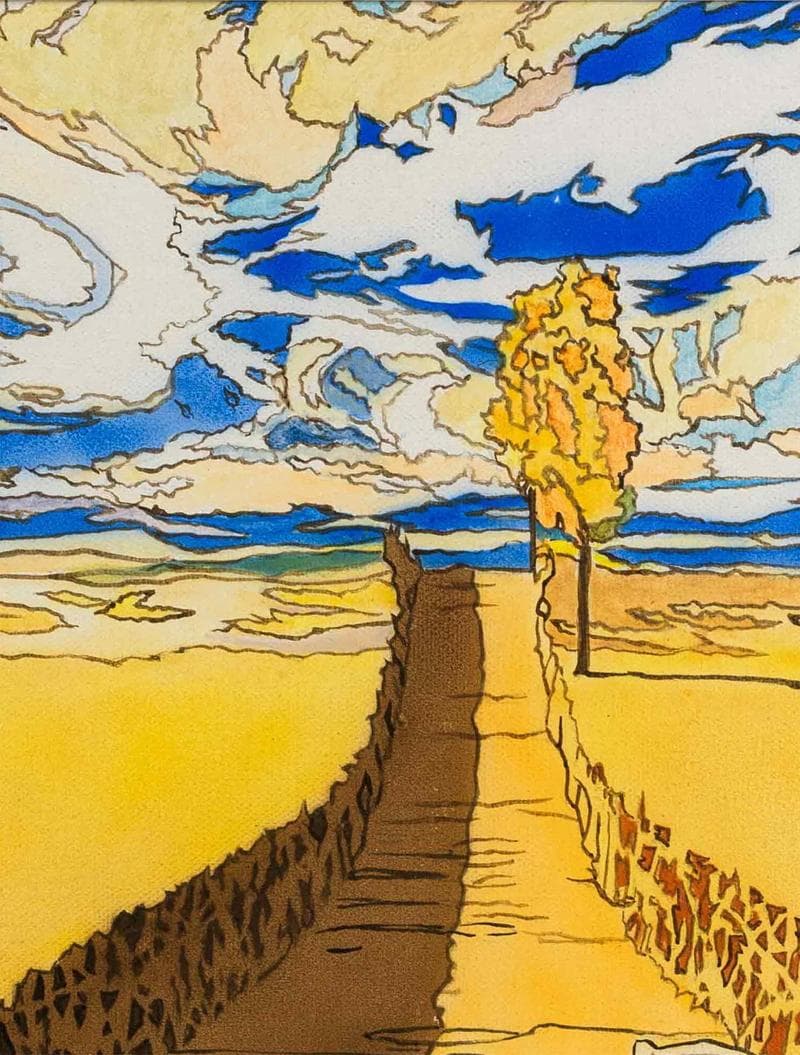 わたせせいぞう　アクリル　肉筆『ドライブ風景』表と裏サイン　F6号　額　b801