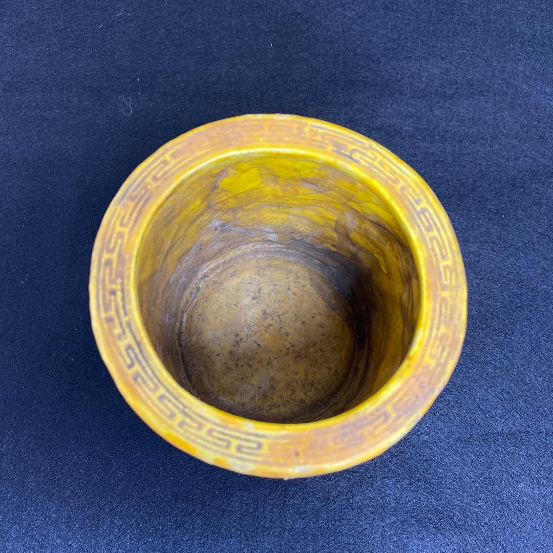 中国美術　雍正年製　花鳥図　筆筒　タルオ　高さ12.5㎝ 東里8-0130②