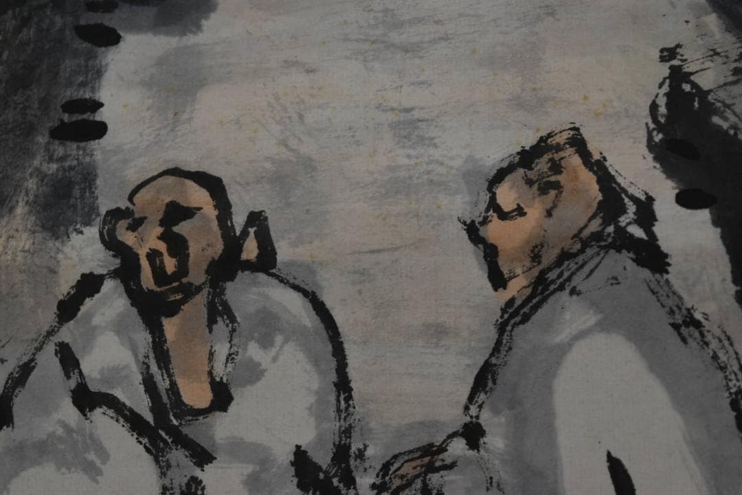 【真作】尾関栗庵/僊士談玄図/僊士図/山水人物図/掛軸/名家伝来/Z-896