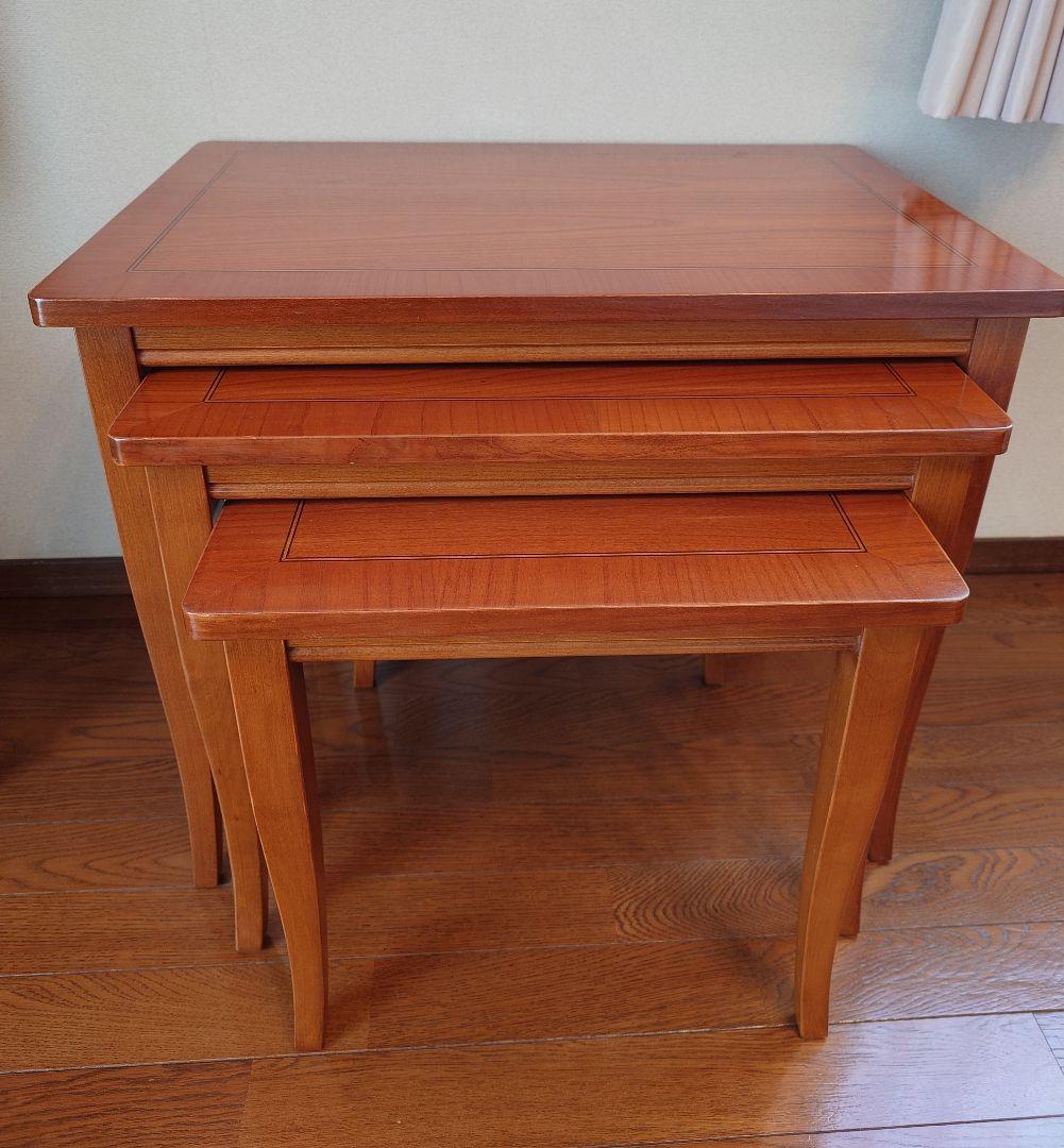 最終お値下げ！〈セルバ社〉イタリア家具☆木製ネストテーブル 3段式 ブラウン