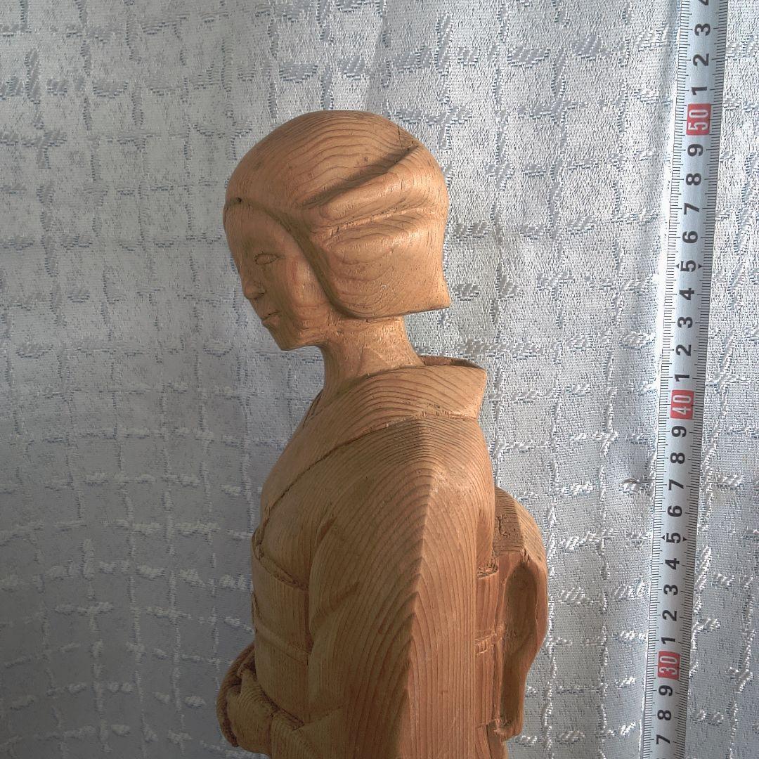骨董２ 木製 日本人形 着物 約40cm
