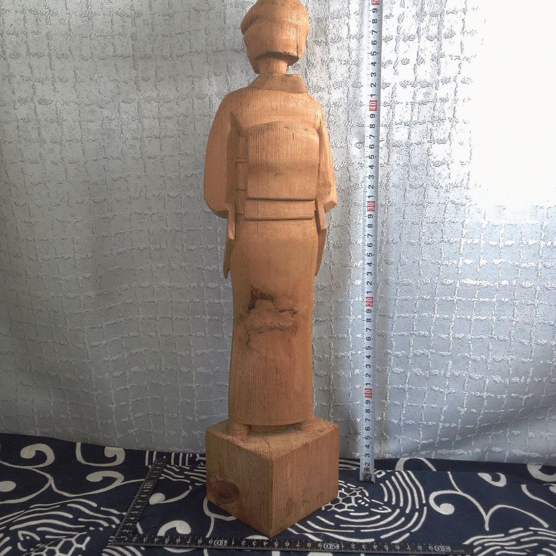 骨董２ 木製 日本人形 着物 約40cm