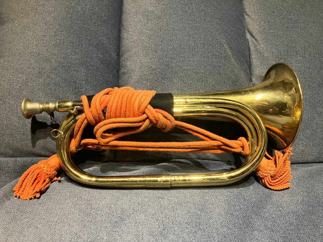 旧日本軍 信号ラッパ（軍用ビューグル）実物｜房紐付き｜音出し確認済み