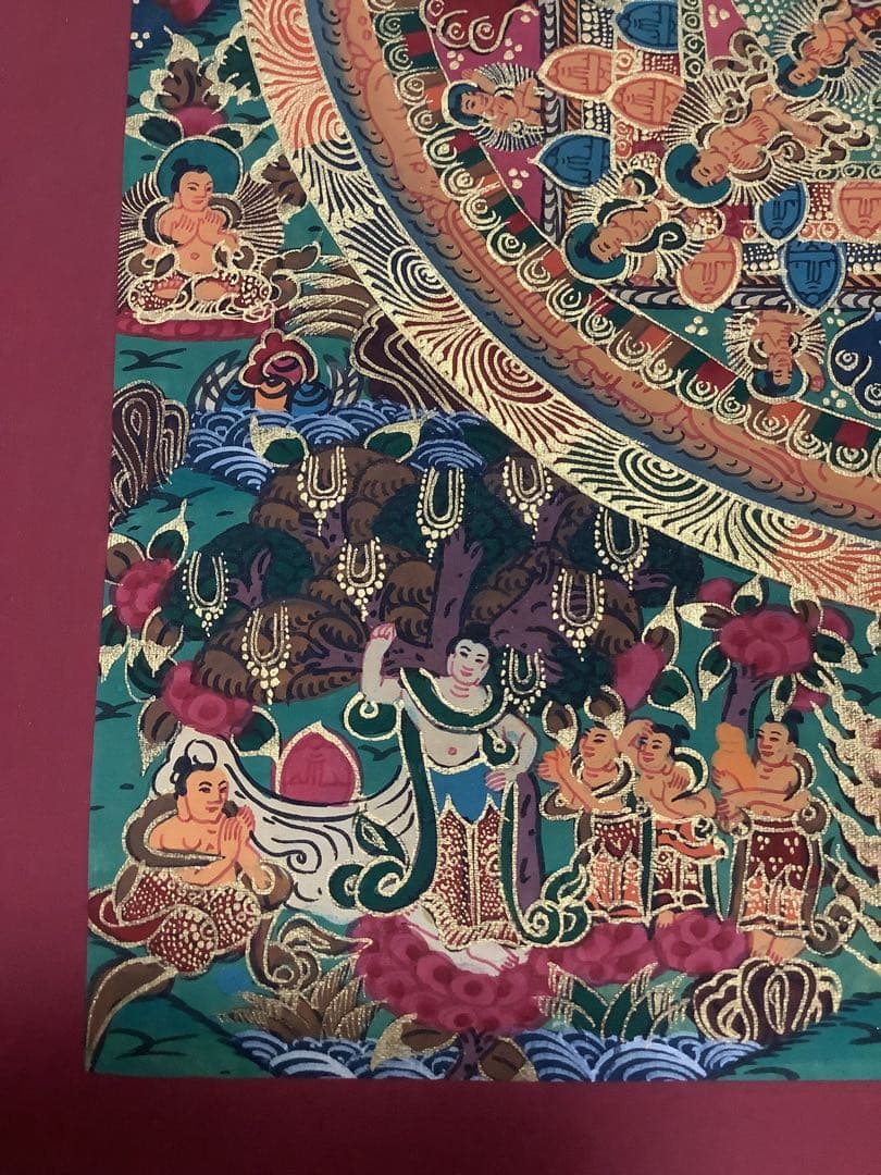 《 チベット密教　新品　1点物 》 手描き　曼荼羅　仏陀　釈迦　仏画　仏教　d4