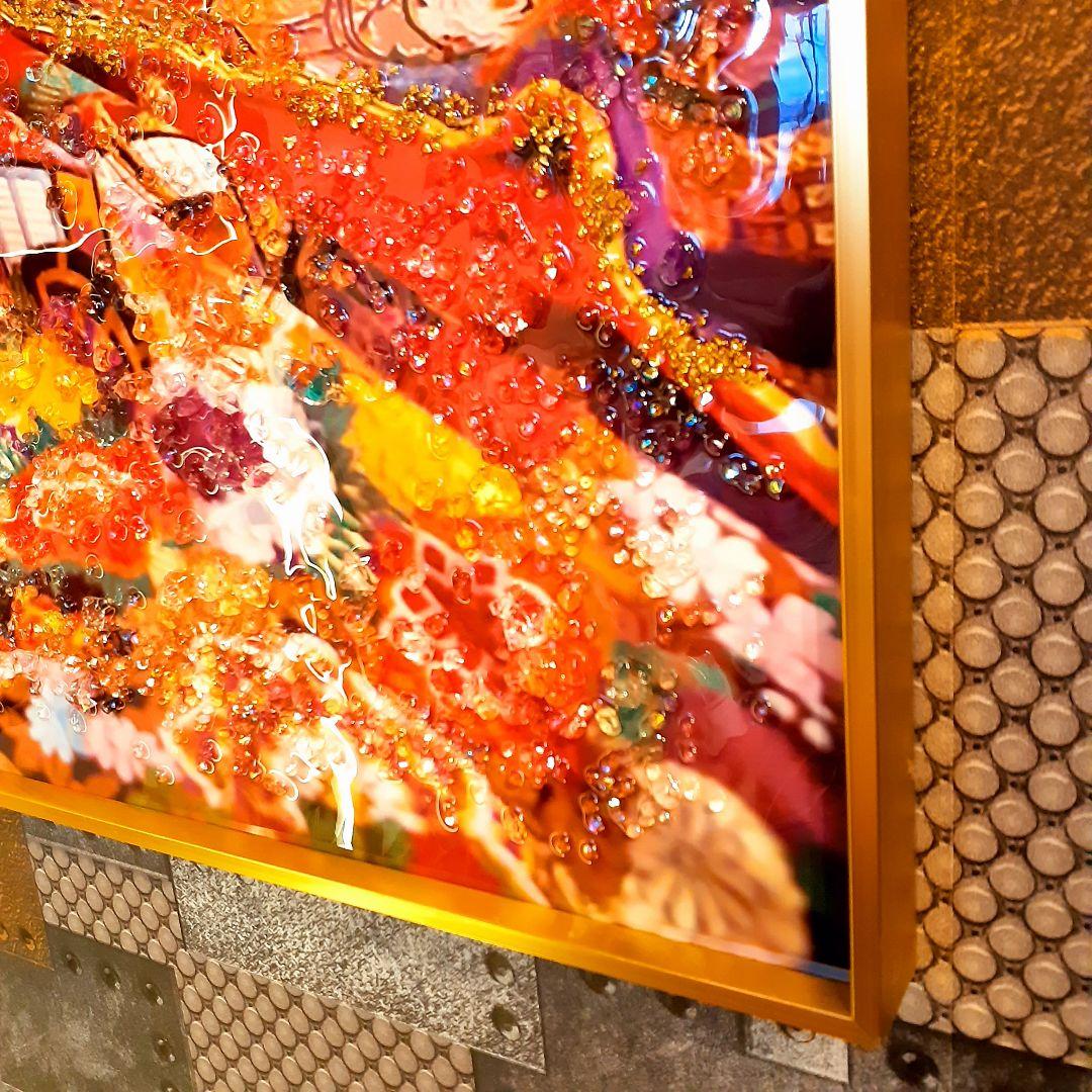 輸入雑貨　天然石　『新花魁』　水晶絵　クリスタルアート　ゴールドフレーム