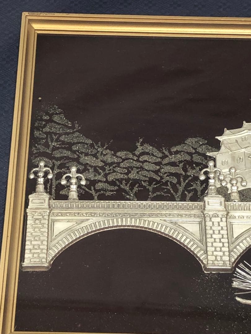 純銀製 天皇陛下御即位五十年記念　額　レリーフ　記念額　額飾