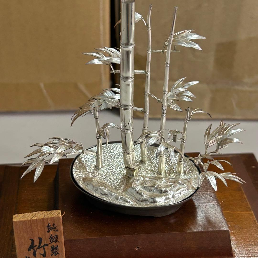 純銀製 竹 武則作 ガラスケース入り