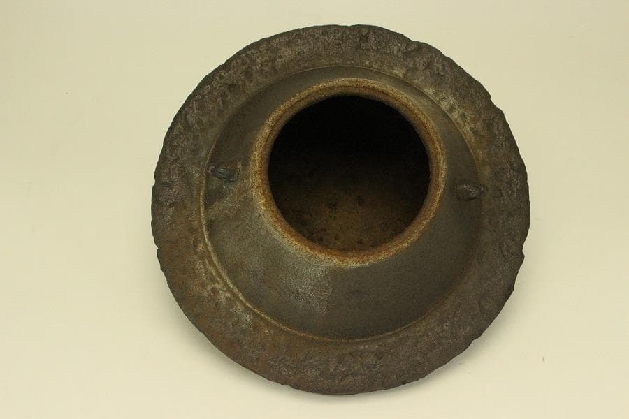 茶道具 刻 鳳凰 風炉 富士釜 時代物(BB527)