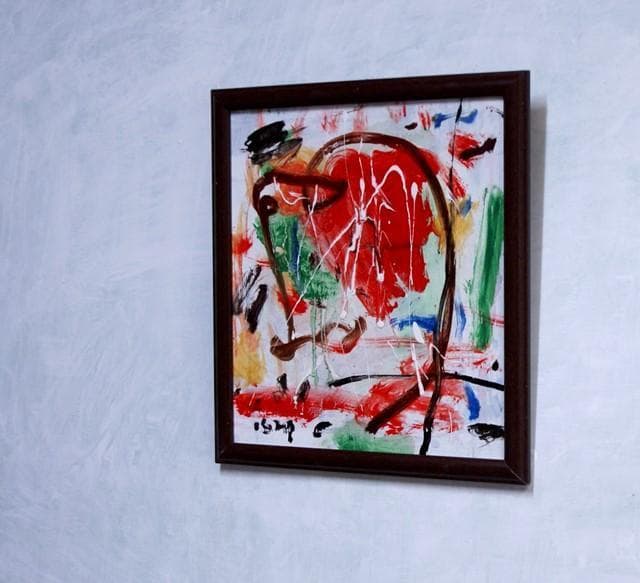 抽象画　「彩-32」　色紙に油彩の抽象画