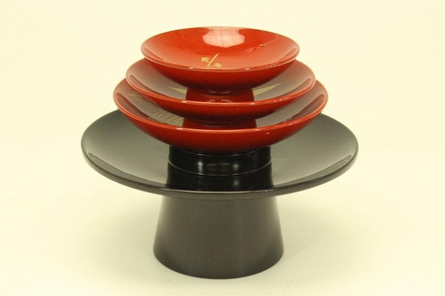 平安象彦作 梅蒔絵 お屠蘇 揃 共箱(A984)