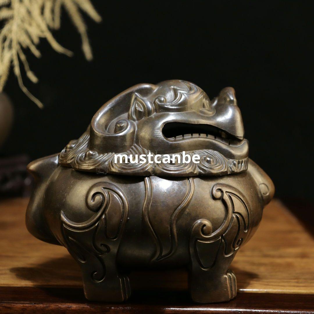 銅器 神獣猊薫香炉 香道具 鎮宅 辟邪 開運風水 招財 置物 工芸品 装飾品