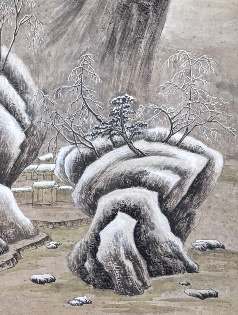 掛け軸　江山雪齊図 謝光力画