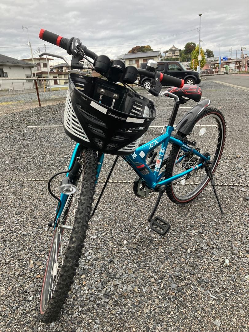 ブリヂストン 26インチ　キッズサイクル 青 前カゴ付き