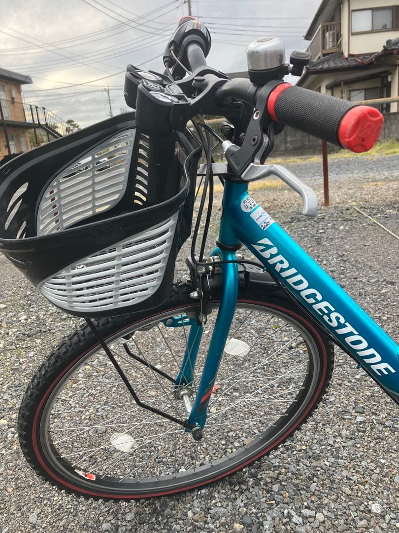 ブリヂストン 26インチ　キッズサイクル 青 前カゴ付き