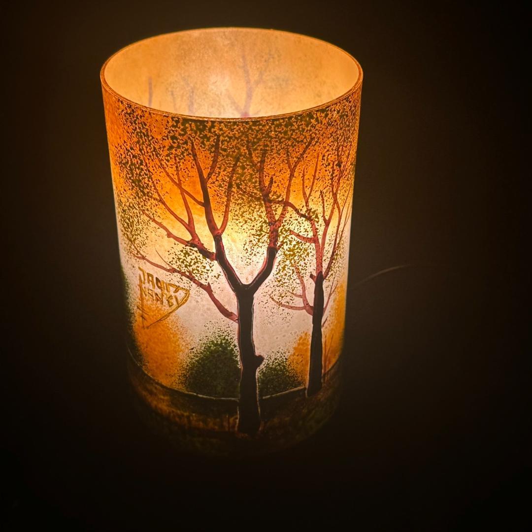 ドームナンシー 筒型　卓上証明　高さ15.5cm 被せガラス　アンテルカレール