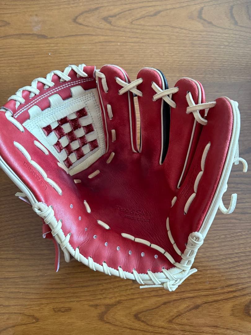 ZETT 軟式グローブ 赤黒 編み込みデザイン(限定)