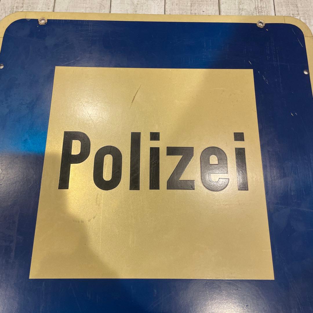 ドイツ　道路標識　警察署2000m 交通看板　アンティーク看板　レトロ看板