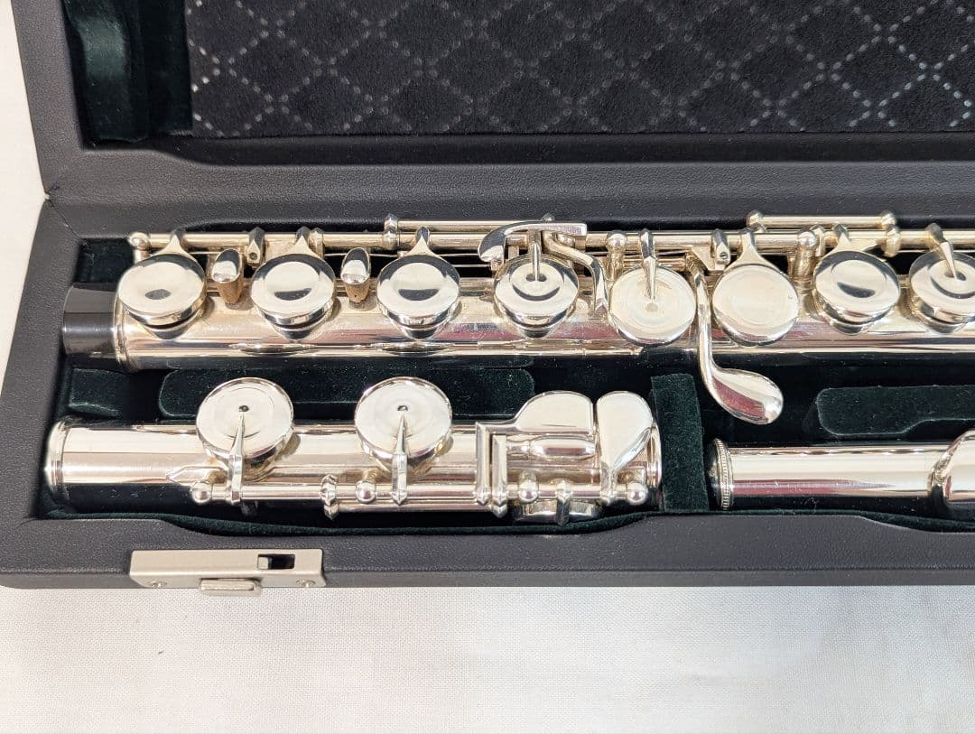 ケース付 パールフルート PF-525 Eメカ リップ銀製 C足部管