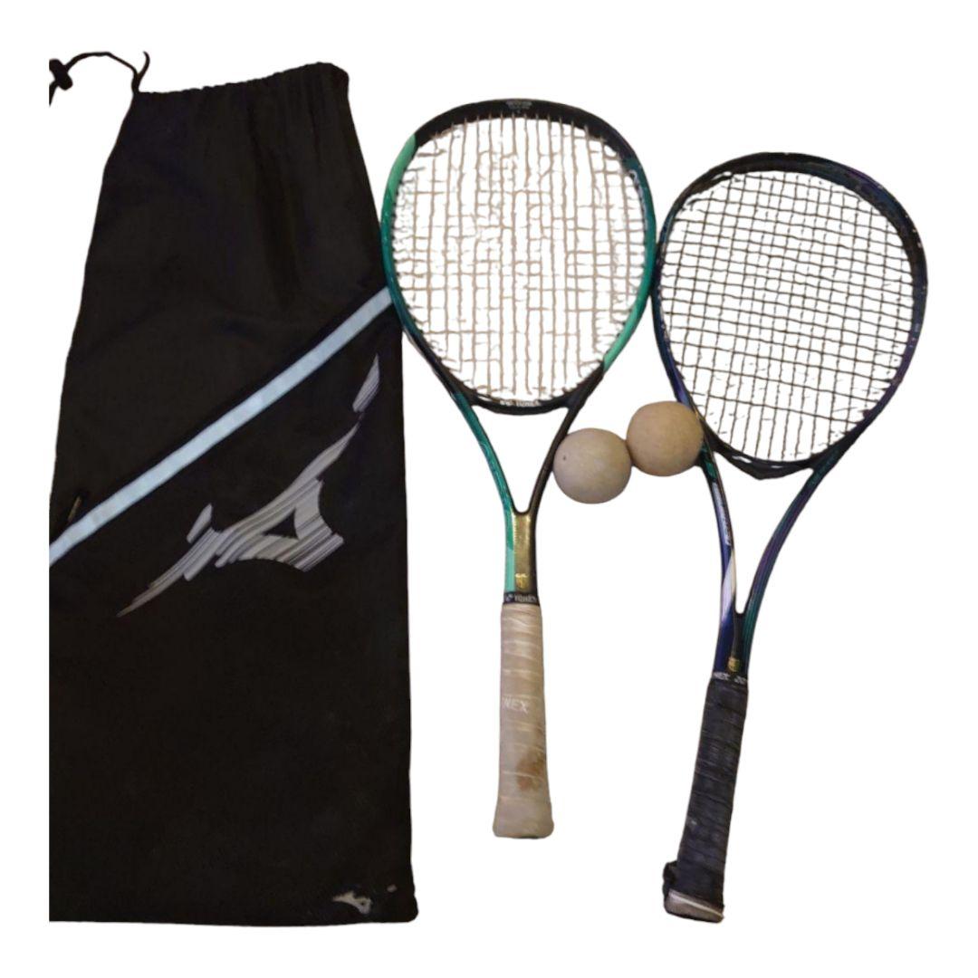 初心者におすすめMIZUNO＋YONEXソフトテニスラケット2本セットボール付き