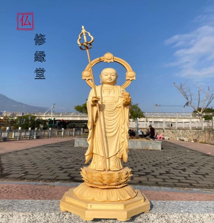 【修縁堂】大迫力 古美術 天然の木 地蔵菩薩 虚空蔵菩薩 鎮宅辟邪 仏教工芸品