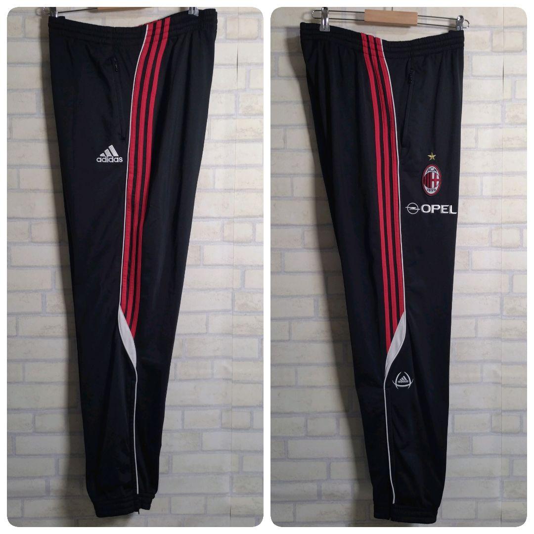 アディダス★00s ACミラン 刺繍ロゴ セットアップ 上下 黒 2XL 訳あり