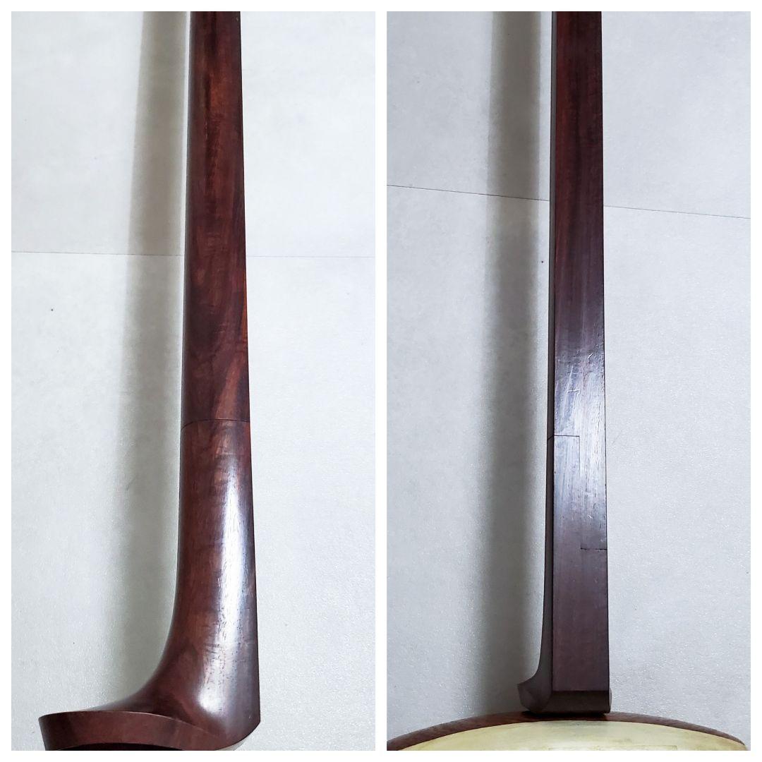 希少✨️美品/三味線　紅木トチ　中棹　東さわり　1本溝　破れあり　ハードケース