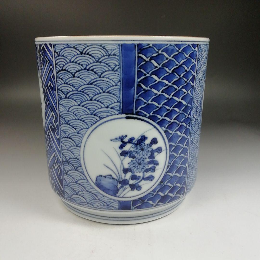 Ｗ１９０　水指　『祥瑞面取四君子画』『清閑寺窯　杉田祥平 造』　共箱　茶道具