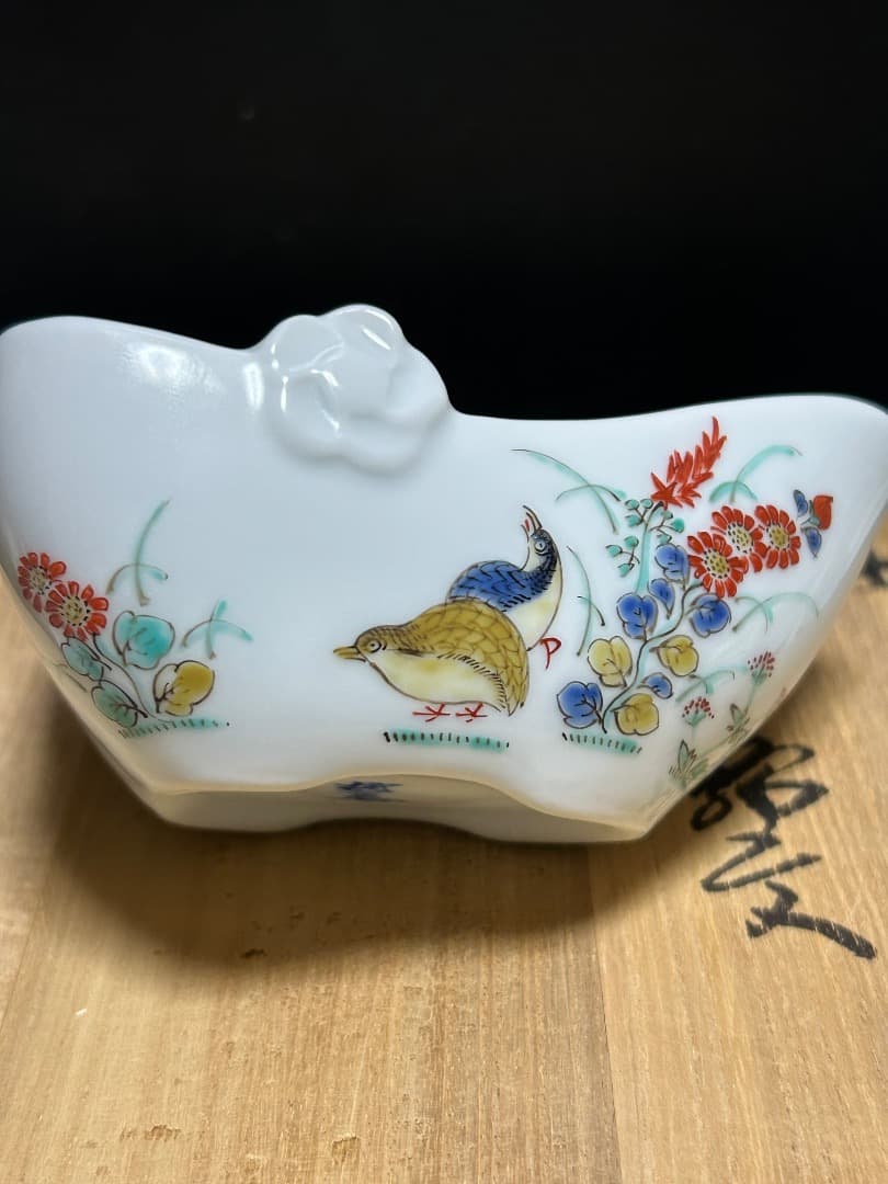 錦 秋草鶉文 煎茶器 (十三代 酒井田柿右衛門 作)