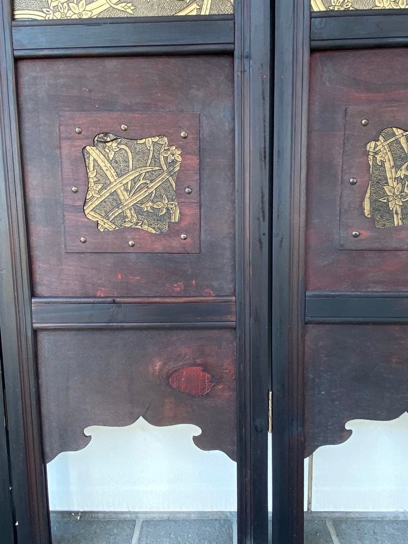 唐物 中国风の骨董品木屏風　年代不詳骨董品　入手困難 割引相談可3