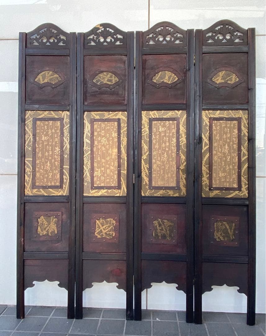 唐物 中国风の骨董品木屏風　年代不詳骨董品　入手困難 割引相談可3