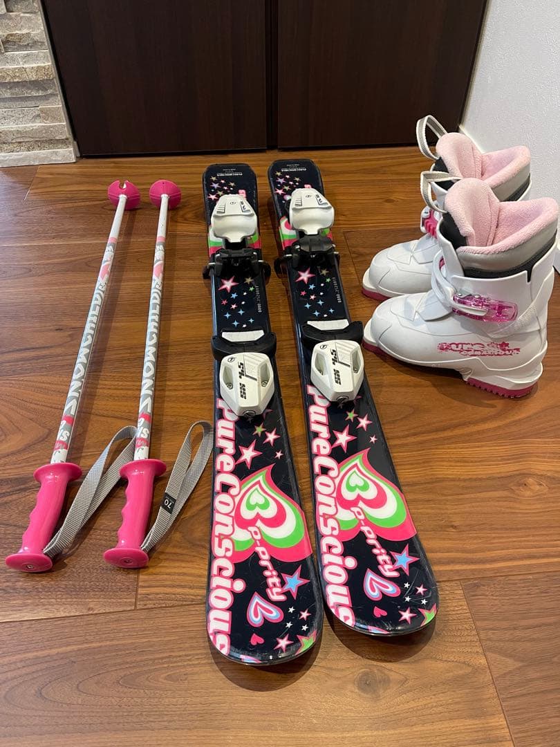 Pure Conscious 子供用スキー板80cm ブーツ16cm ストック