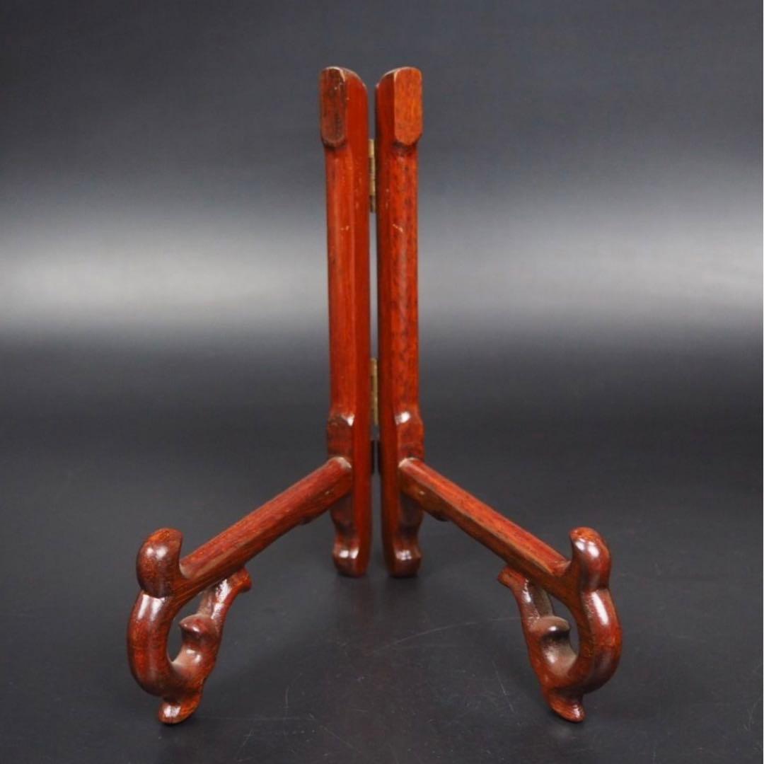 送料無料　唐木紅木皿立て4点　中国美術　長期保管未使用品③