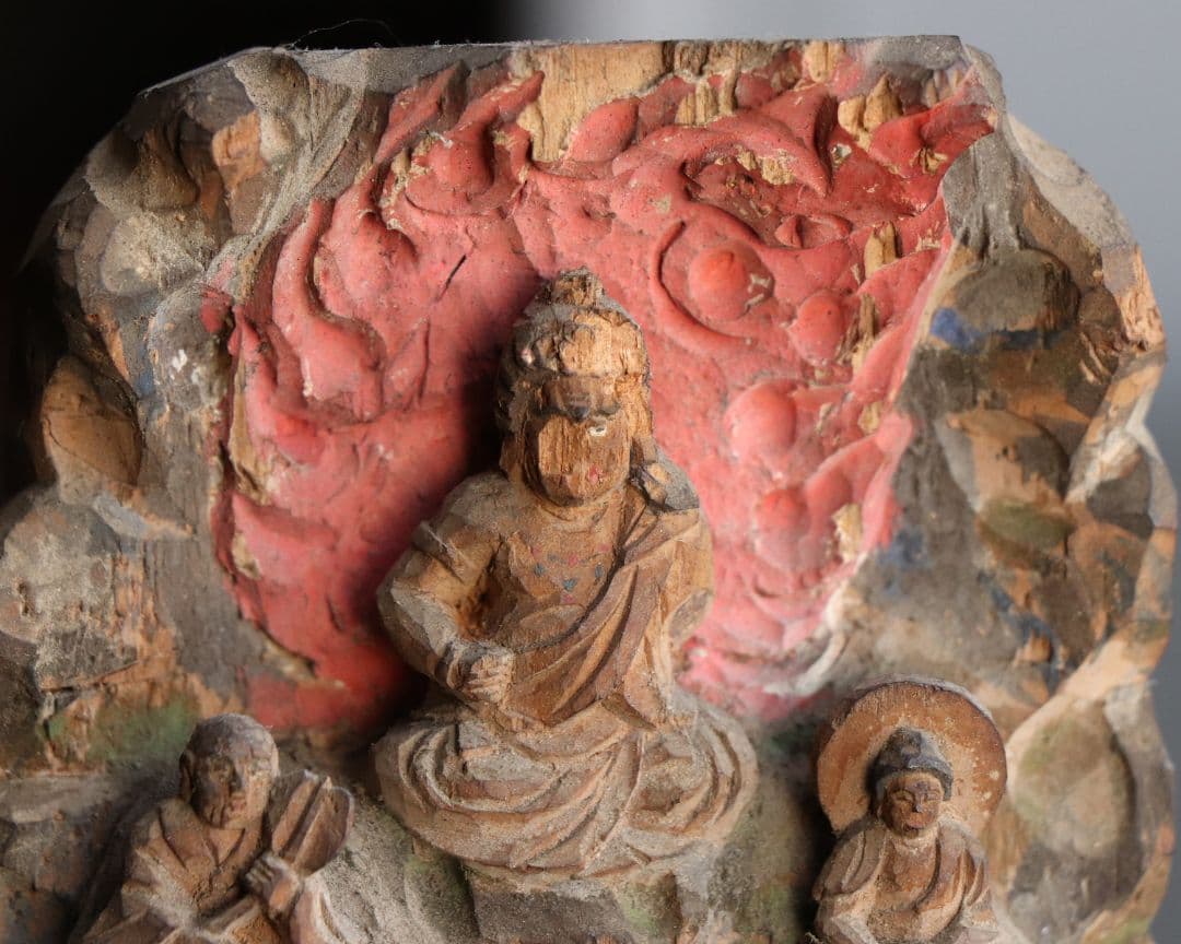 時代 木彫 彩色 不動明王 仏像 高11.3cm 木造 仏教美術【MA467】