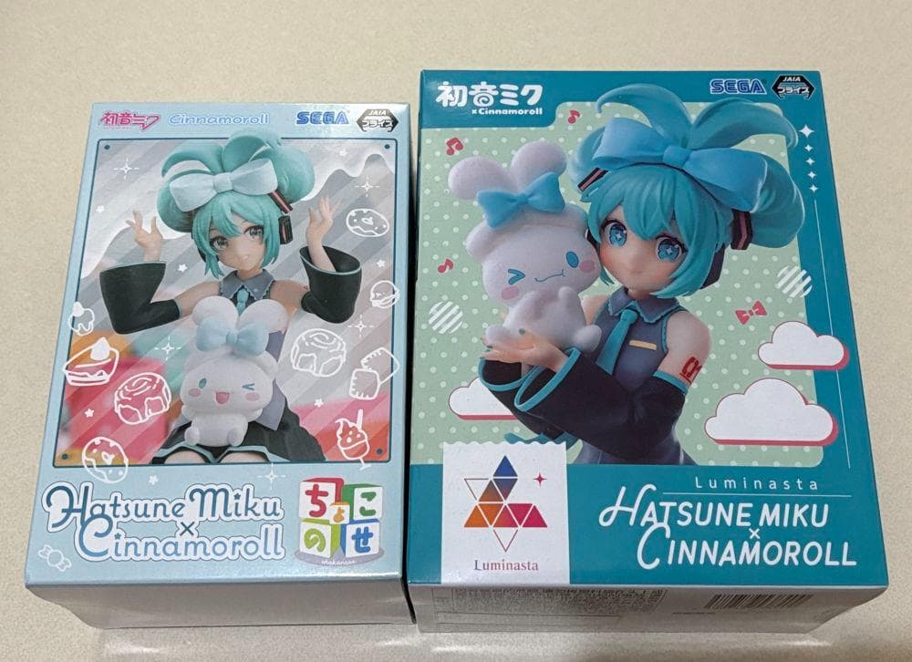 2個　初音ミク シナモロール Luminasta ちょこのせ フィギュア