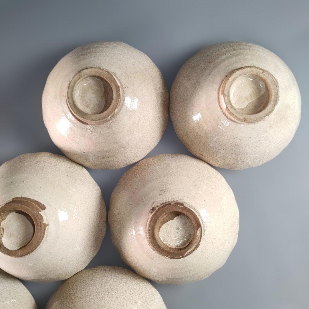 A1346-4/織部向日葵文茶碗揃10客/小鉢/向付/銘々皿/飾鉢/懐石道具/