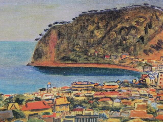 児島善三郎、「熱海」、希少な額装用画集より、新品高級額装付、状態良好