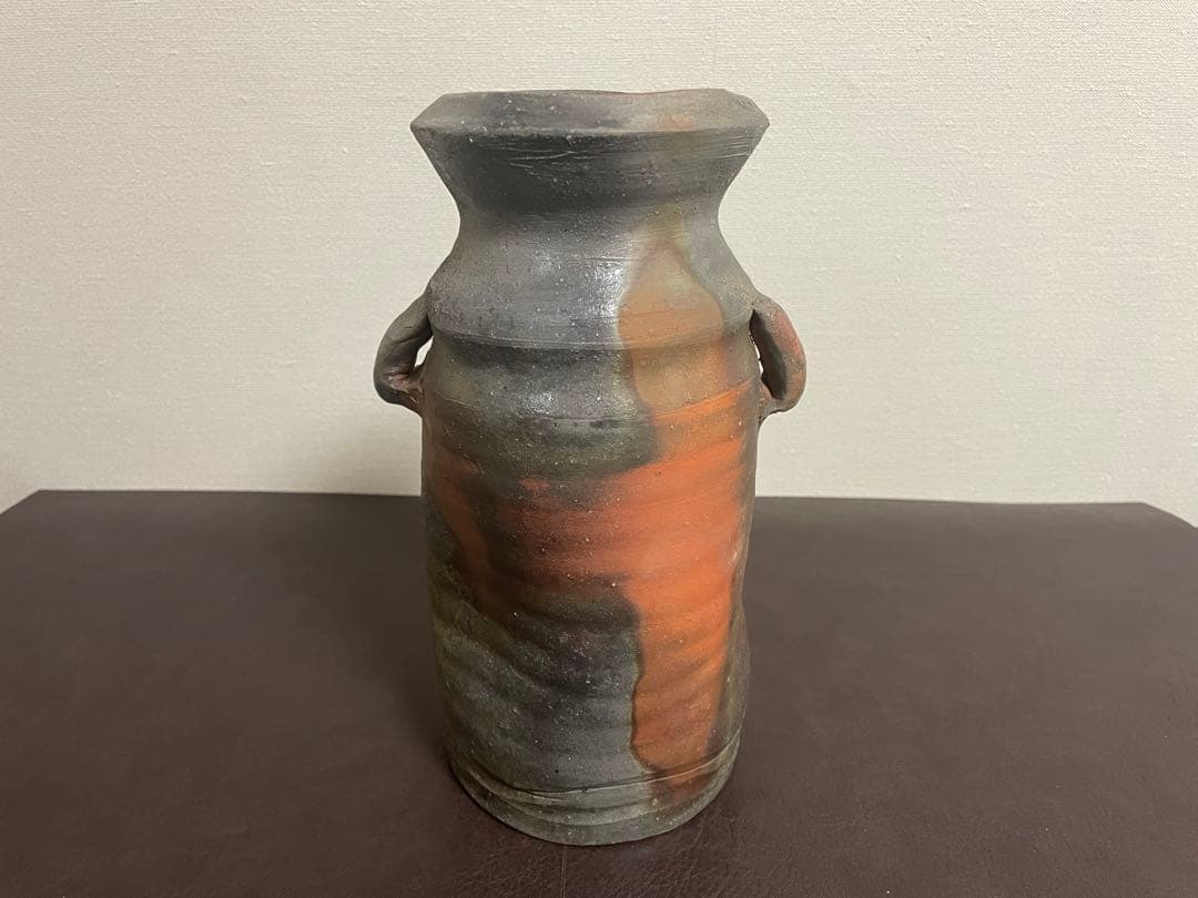 藤原建　備前窯変花入　備前焼　茶道具