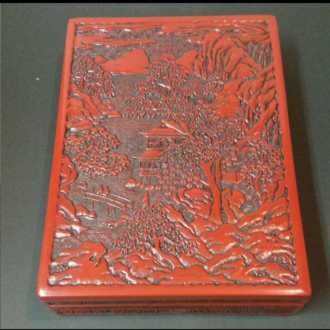 82*215仙台堆朱 漆芸 漆器 木箱 硯箱 工芸品 骨董